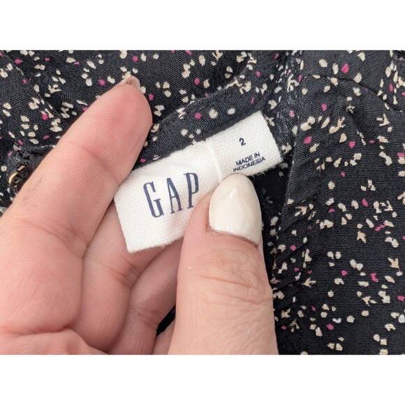 Gap Black Polka Dot V-Neck Short Sleeve Lightweight Mini Dress Size 2 - Picture 3 of 8